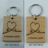 Porte-clé Couple Initiales personnalisé Merisier